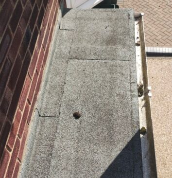 A hole on a flat roof.