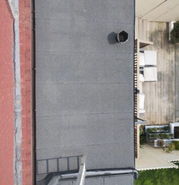 Looking down on a flat roof.