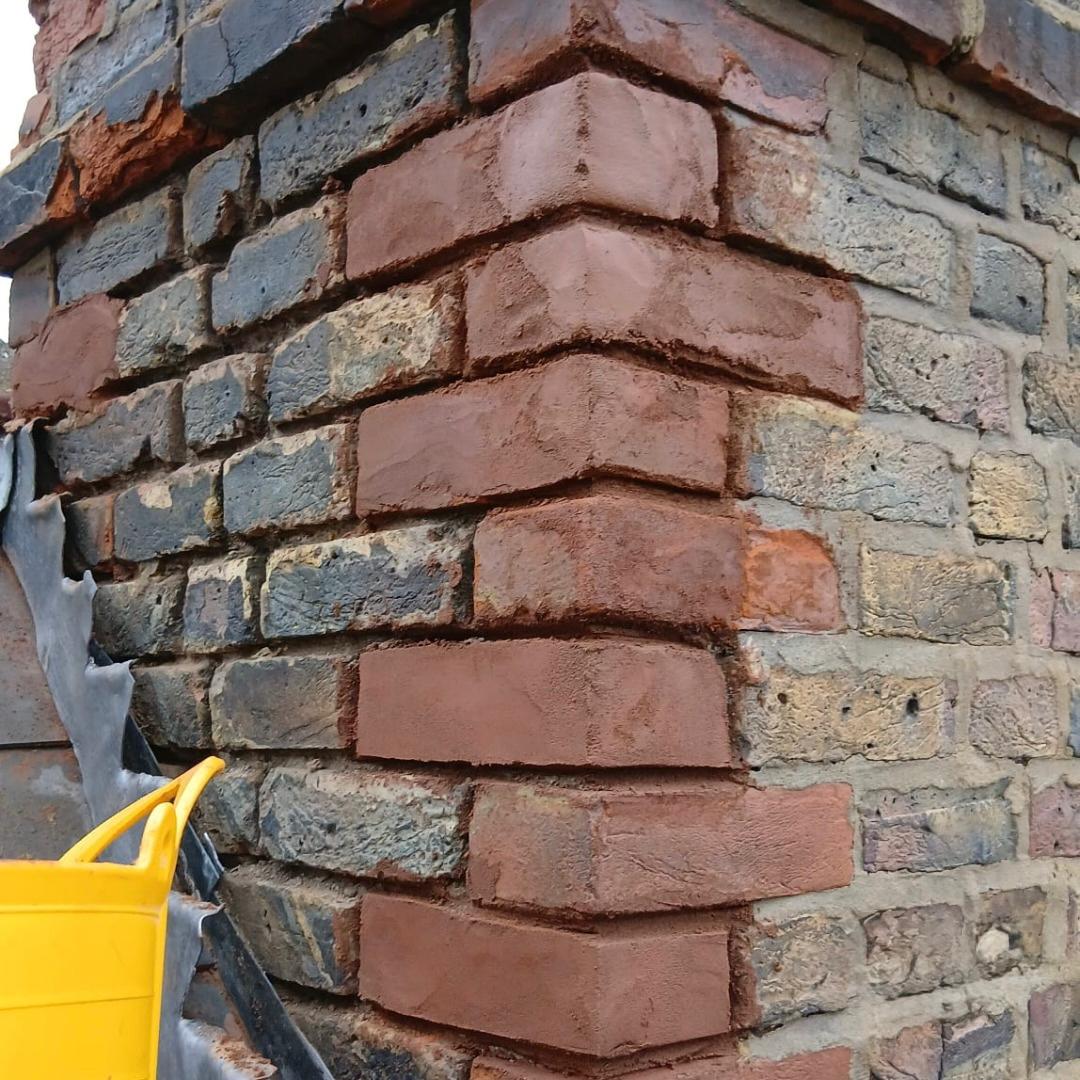 A freshly pointed chimney stack.