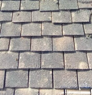 Newly laid grey roof tiles.