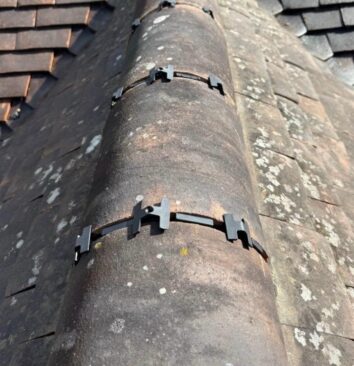 Ridge roof tiles.