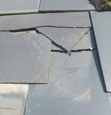 Broken slate roof tile.