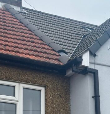 A fallen roof tile on a house.