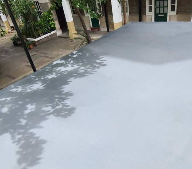 A freshly laid flat roof.