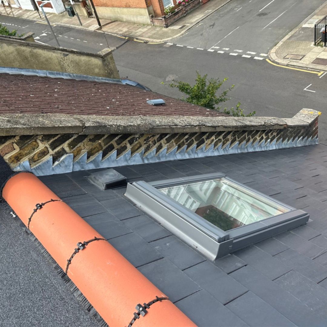 Ridge roof tiles.
